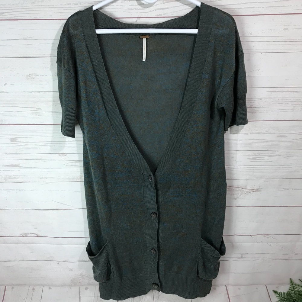 Free People | short sleeve linen Button Cardi M